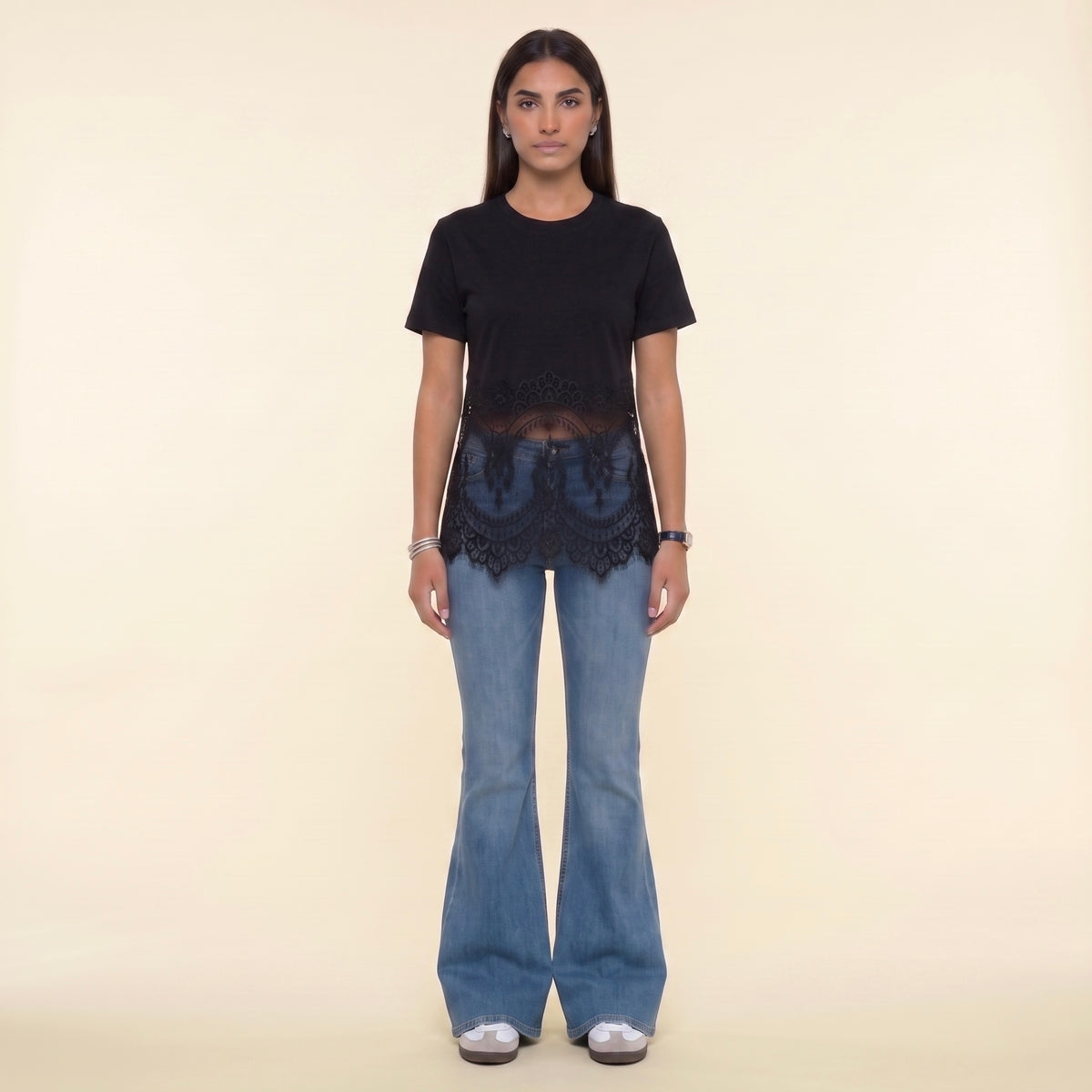 3-The Belle Lace Tee- Black